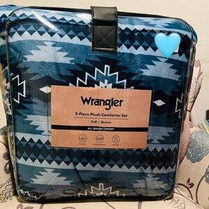 New Wrangler Blue and Gray Plush Comforter Set